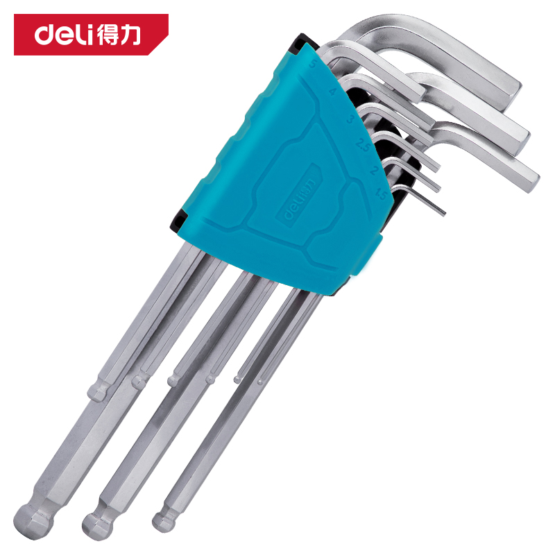 deli6008集团官方网站DW1781加长球头内六角组套9件套(蓝)(套)