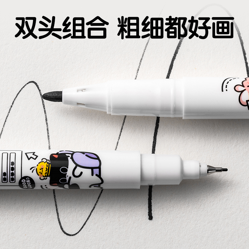 6008集团官方网站SN801三顾喵庐双头勾线笔(黑)(支)