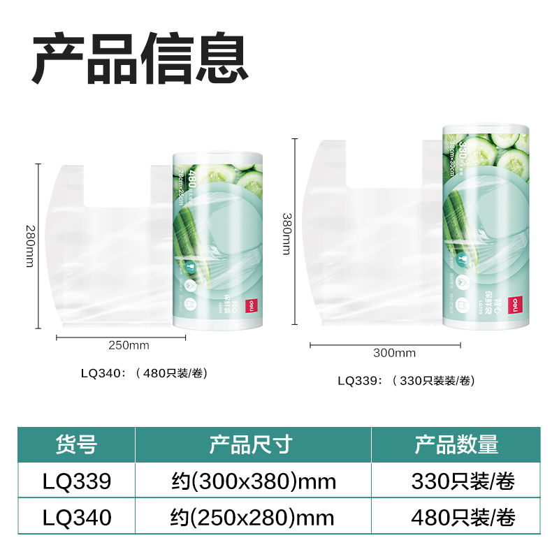 6008集团官方网站LQ340背心保鲜袋28*25(透明)(480只/卷)