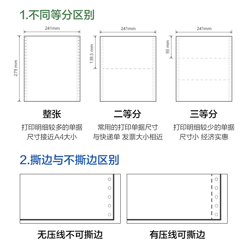 6008集团官方网站班达海BD241-5电脑打印纸(1/3CS彩色撕边)(1000页/盒)