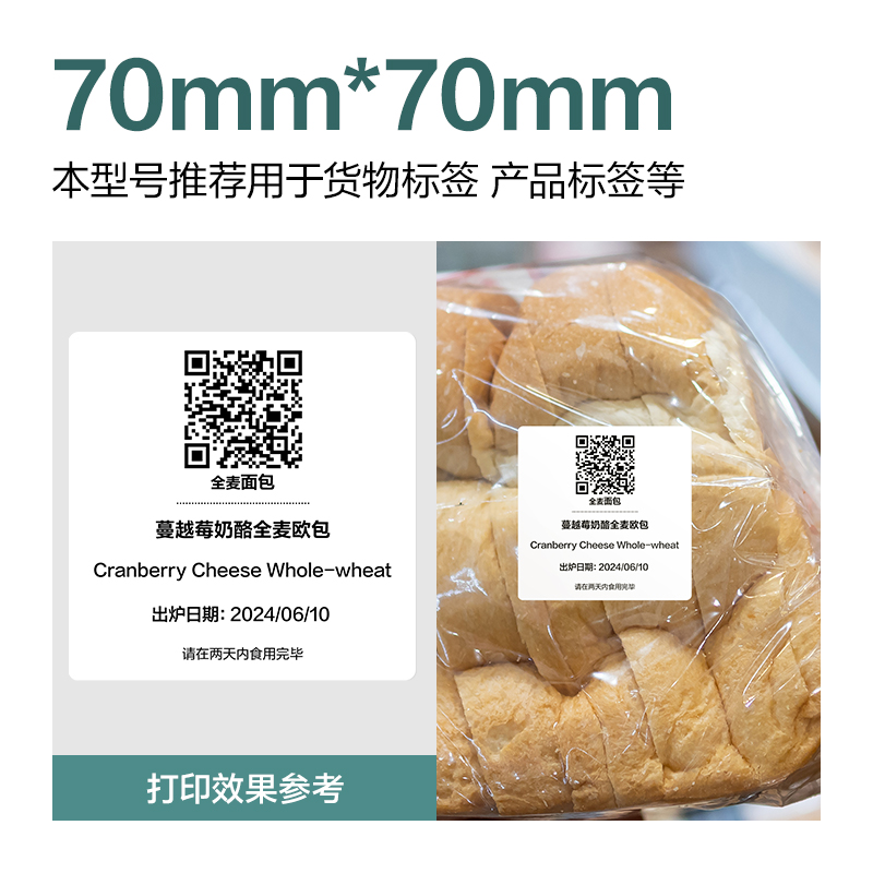 6008集团官方网站ZG195薄荷海标签纸70*70mm-500枚(白)(1卷/筒)
