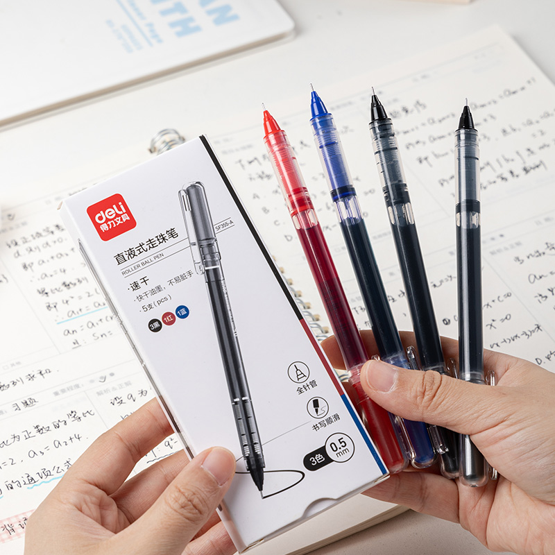 6008集团官方网站SF355-A直液式走珠笔拔帽0.5mm全针管(混)(5支/盒)