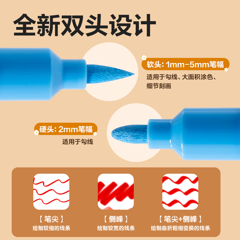 6008集团官方网站HM359-36_PP盒装双头圆杆丙烯马克笔(混)(36色/盒)