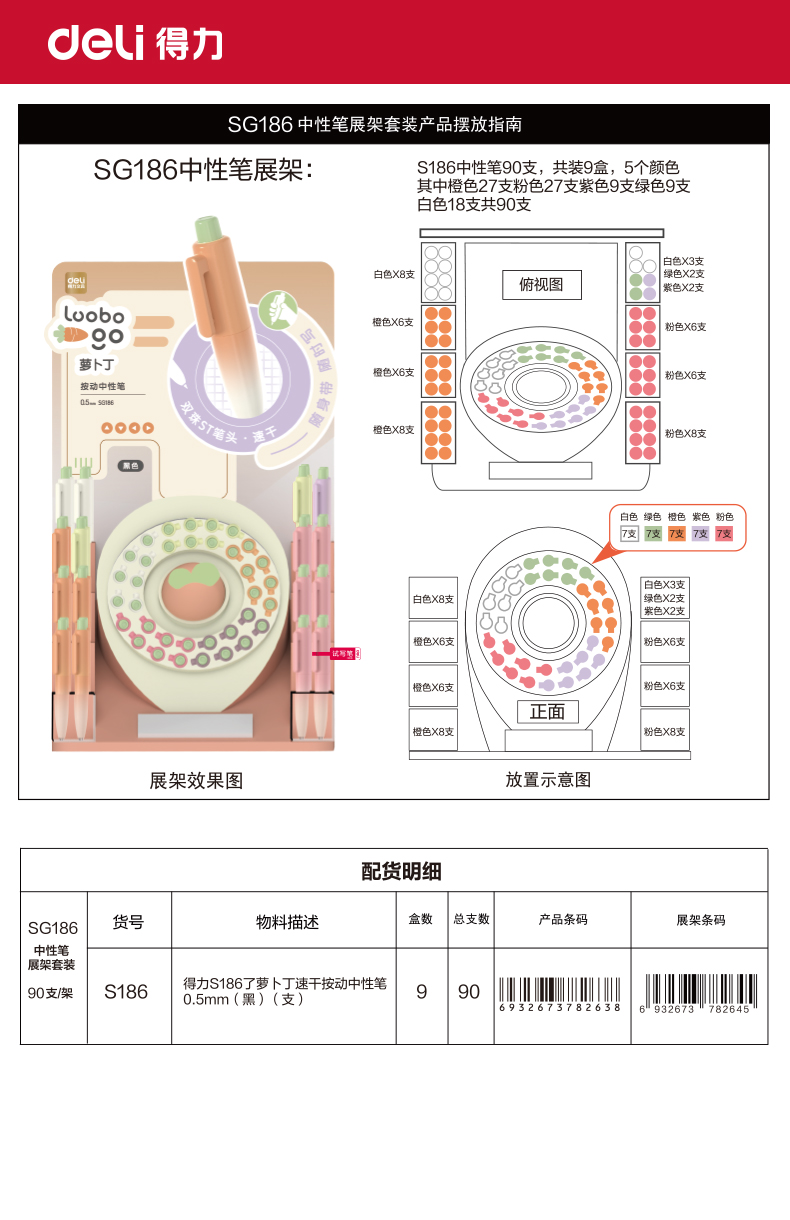 6008集团官方网站SG186萝卜丁按动小我私家型中性笔展架套装(黑)(90支/架)