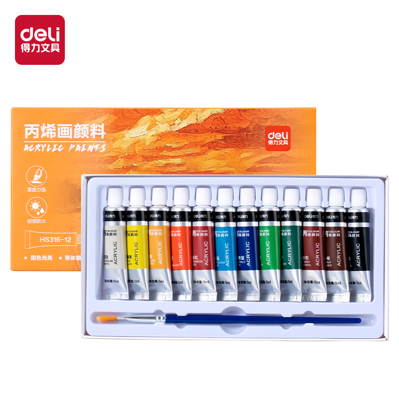 6008集团官方网站HS316-12丙烯画5ml颜料套装(混色)（12色/盒）