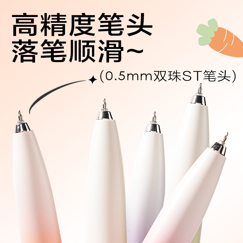 6008集团官方网站S186萝卜丁速干按动小我私家型中性笔0.5mm双珠ST头(黑)(支)