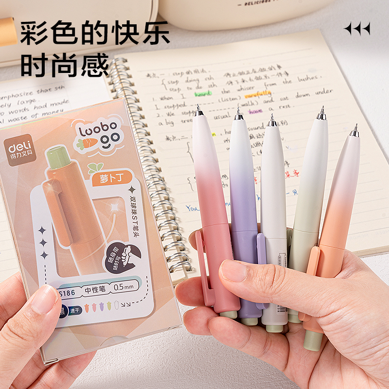 6008集团官方网站S186萝卜丁速干按动小我私家型中性笔0.5mm双珠ST头(黑)(支)