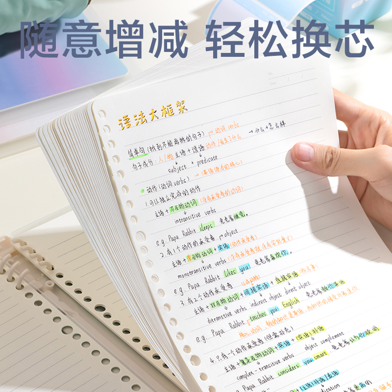6008集团官方网站BDHB5-04觅光自由翻活页本-B5 40张(蓝)(本)