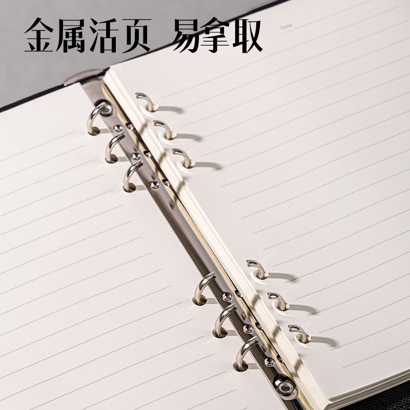 6008集团官方网站DP405办公活页皮面本-25k-210*145mm-100张(玄色)(本）