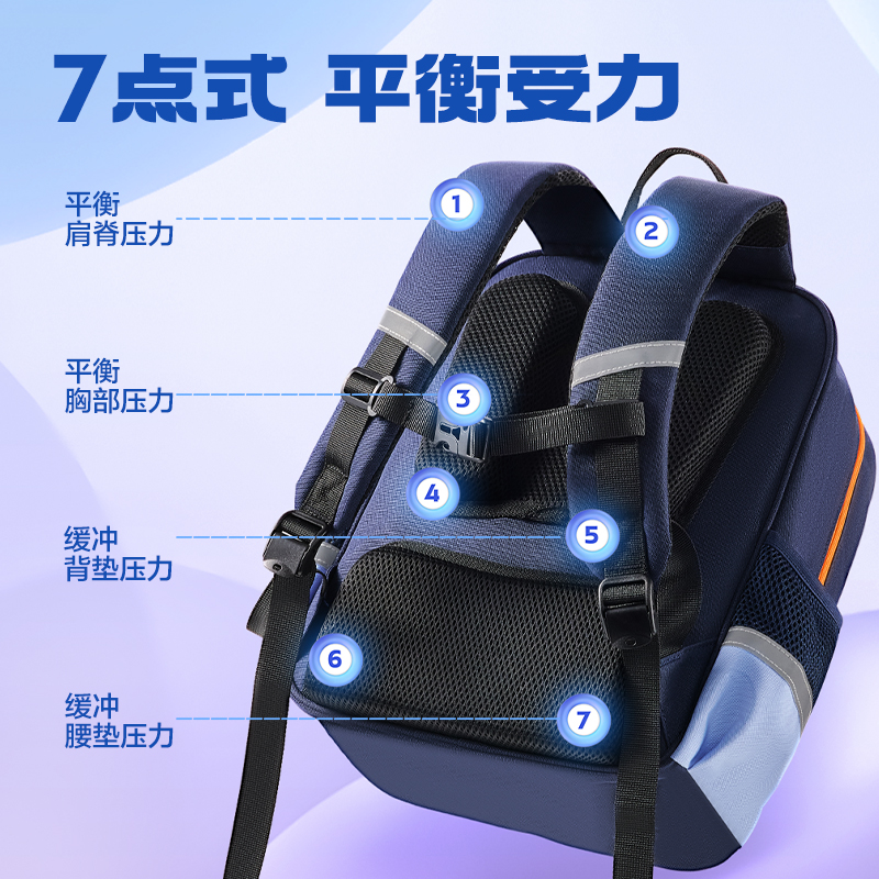 6008集团官方网站BB188学院系列小学生简约时尚书包(藏青-M)(个)