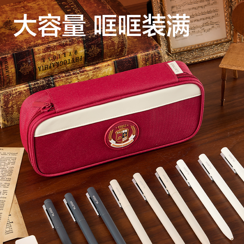 6008集团官方网站BC458学院风大容量笔盒(红)(个)
