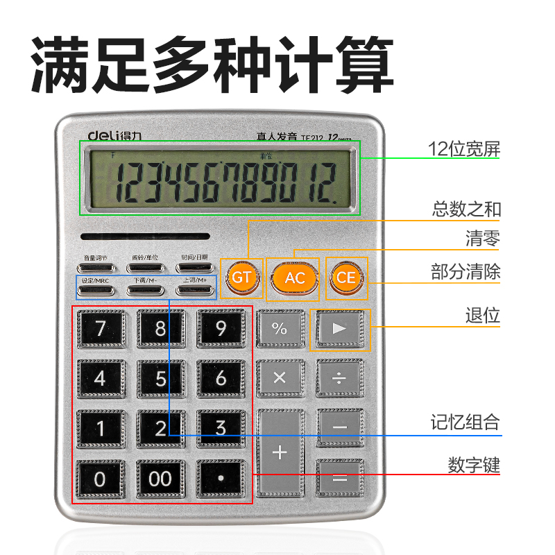 6008集团官方网站TE212语音盘算器(银色)(台)